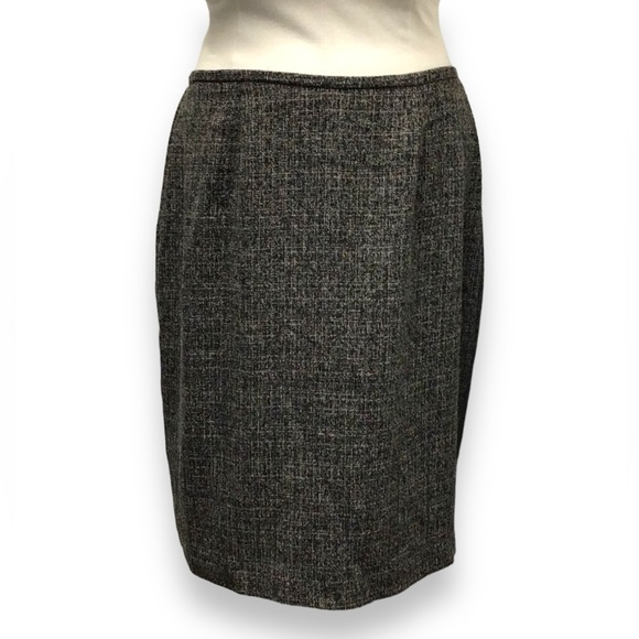 Polyester Tweed Pencil Midi Skirt for Business Suit, Black/Gray, size 14W - Picture 1 of 8